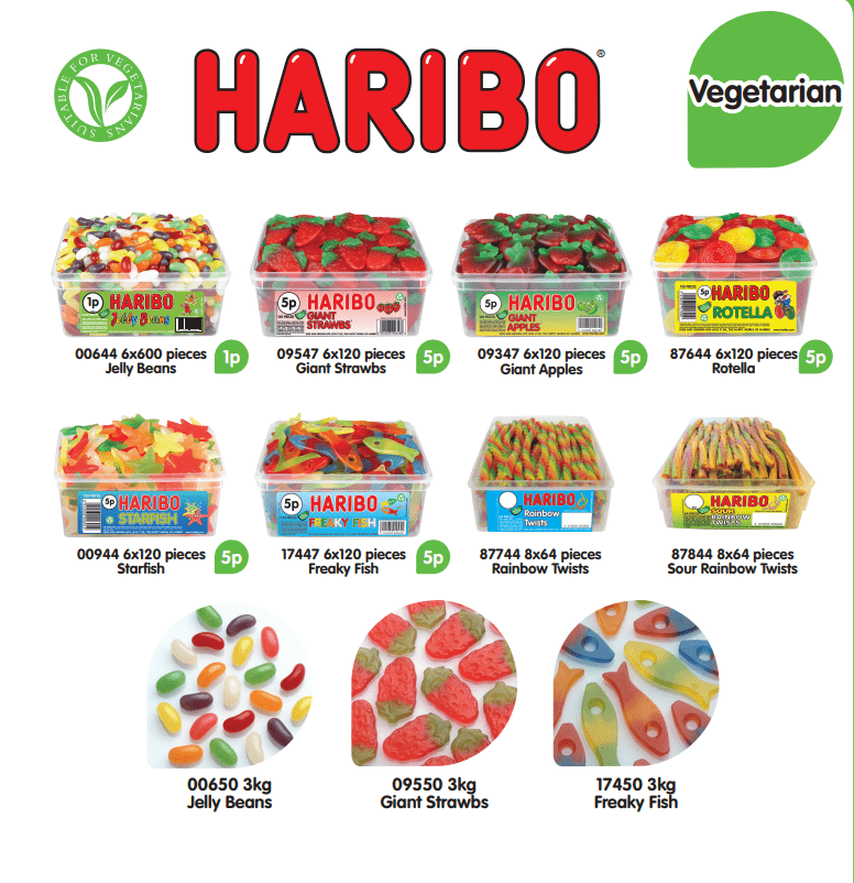 Huge selection of Vegan and Halal Haribos in the Haribo store